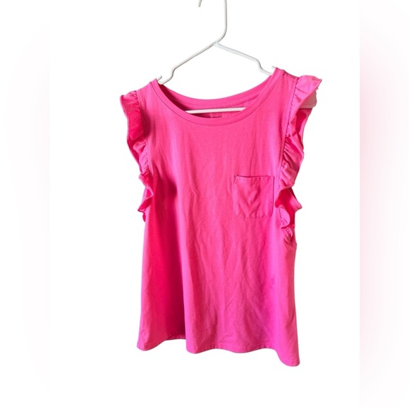 Lily Pulitzer Laina Ruffle Flutter Cap Sleeve Top Bonaire Hot Pink Resort M - Picture 9 of 11